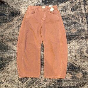 Free People Women's Boyfriend Barrel Jeans in Rose Peach Color